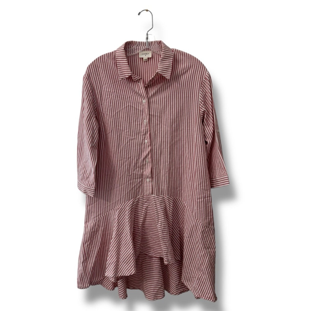 Everly The Day Burgundy Striped High Low Dress Long Sleeve Women’s Small
